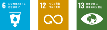 13 気候変動に具体的な対策を 12 つくる責任 つかう責任 6 安全な水とトイレを世界中に